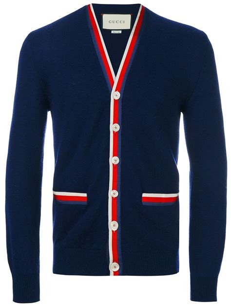 gucci cotton sweater navy red trim|Gucci sweater for men.